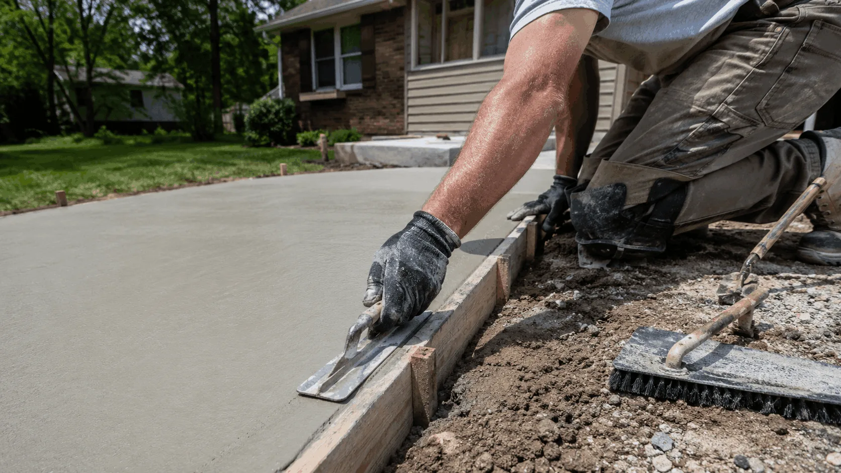 Smoothing the concrete in the sun